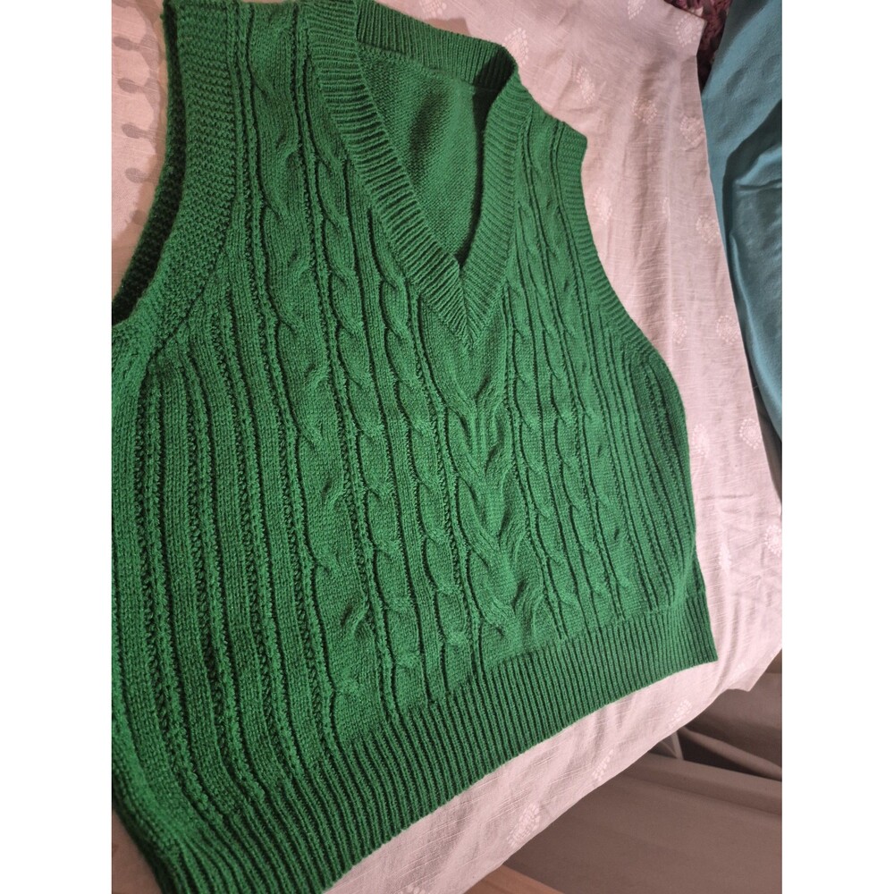 Shein College Style Sweater Vest Green Size Large - Picture 2 of 7